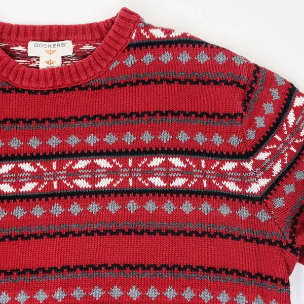 Vintage 90s Dockers Red Fair Isle Christmas Sweater - Image 4
