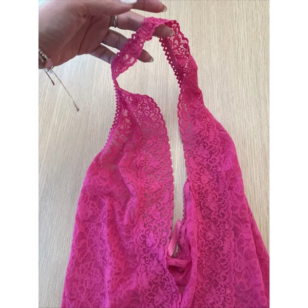 Victoria's Secret Y2k Lace Bodysuit Hot Pink Size Medium Xx 1361 - Image 3