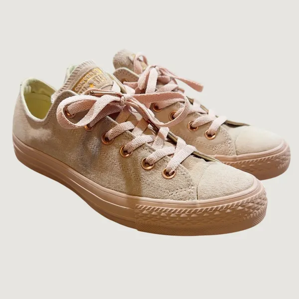 968 | NEW!! Converse CTAS OX Suede Rose Gold Eyelet Low Top‎ Bisque Women 9 - Image 3