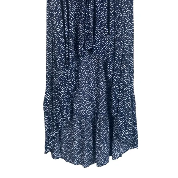 Express High Low Maxi Dress Womens M‎ Navy Blue Polka Dot Tie Front Cottagecore - Image 3