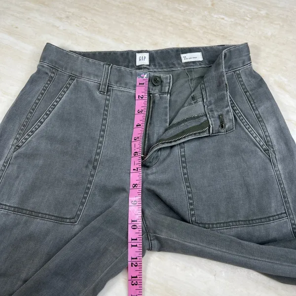 GAP Womens Size 4 Gray Wide Leg Crop High Rise Patch Pocket Denim Pants A36 - Image 9