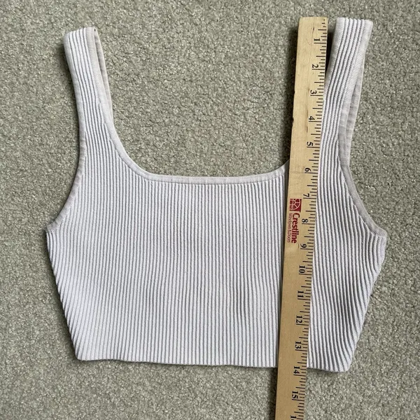 Babaton Aritizia Knit Ribbed Crop Top Tank Top White Cream Women's Small - Image 9