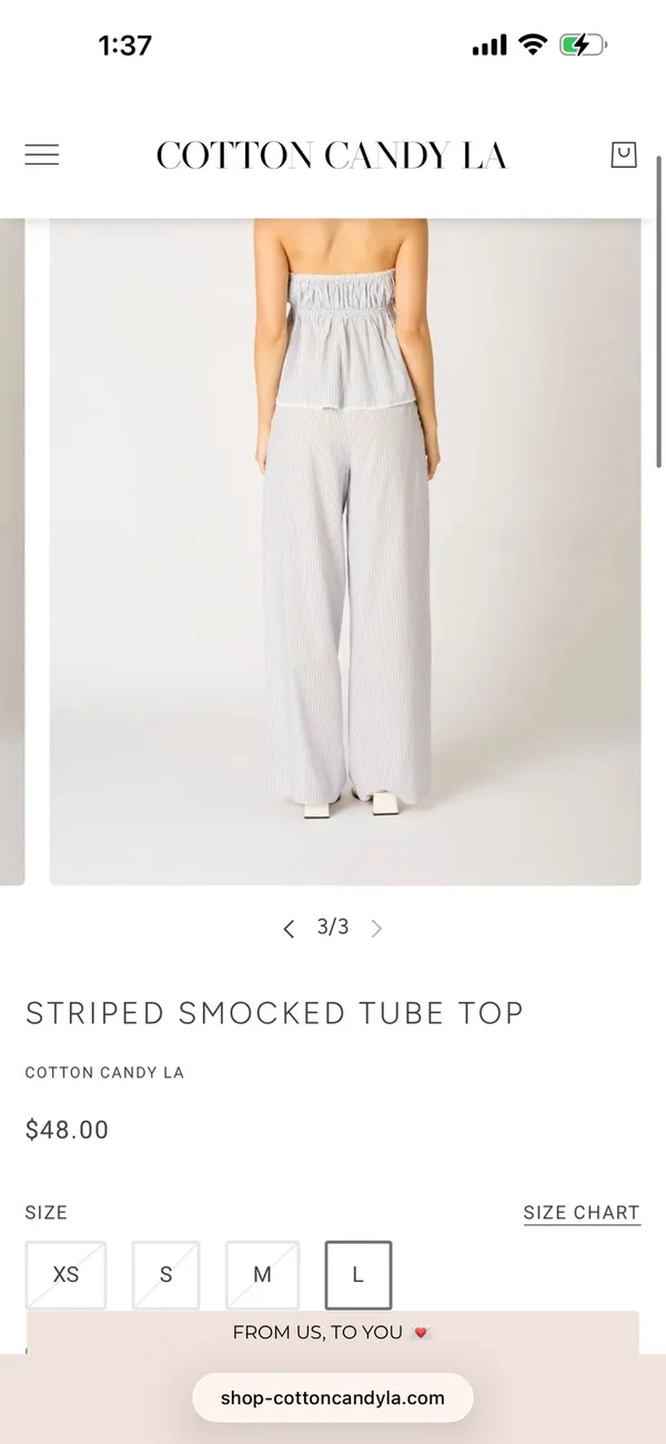 Cotton Candy LA Striped Smocked Tube Top - Image 2