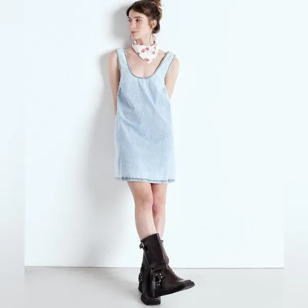 American Vintage NWT PAYBOU DRESS - BLUE SNOW S - Image 3