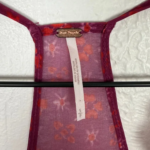 Free People Fearless Knit Tank Dragonfruit Combo Ruffle Tie Front Size Small - Image 4