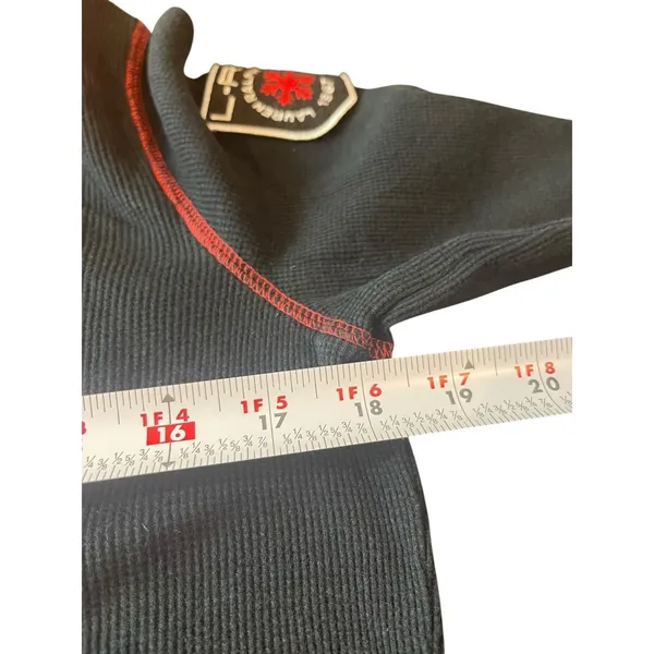 Y2K Lauren Ralph Lauren Blck Patch Embroidered Long Sleeve Waffle Henley Top PL - Image 12