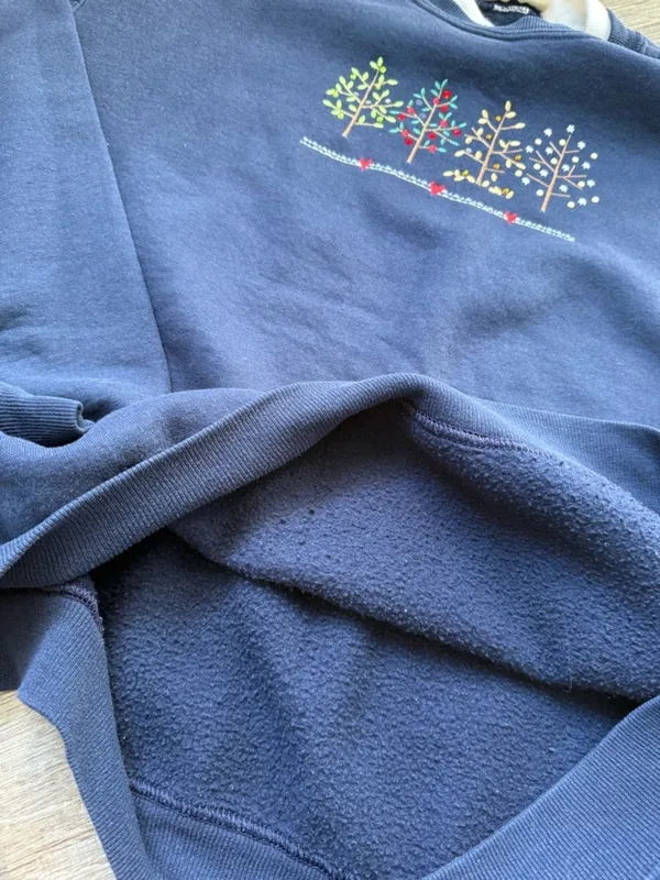VTG TOP STITCH Grandma Sweater Crewneck Sweatshirt Festive Tree Heart Embroidery - Image 5