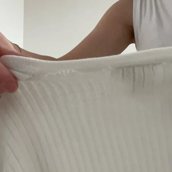 Vintage White Ribbed Cardigan Sweater Size L - Image 6