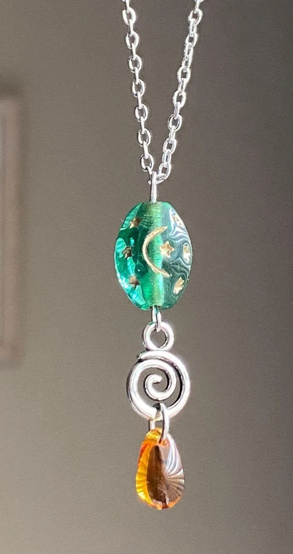 Handmade stainless steel celestial whimsical fairy boho vintage style necklace🌟🌝💧 - Image 4