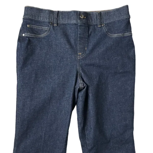 Spanx Flare Jeans Cotton Blend Dark Wash High Rise Tummy Control Size XL - Image 3