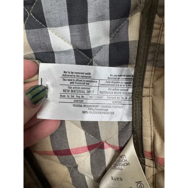Burberry Brit Belted Quilted Green Jacket‎ with Nova Check Lining Size Xsmall - Image 8