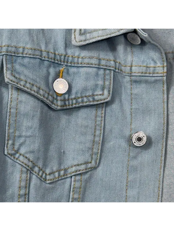 Women’s Light Wash Denim Jacket XXL Button Front Casual Jean Jacket - Image 4