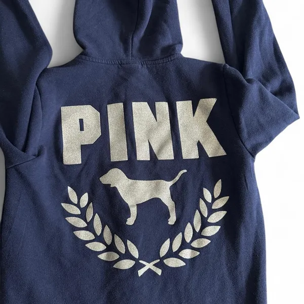 Women’s Pink Victoria Secret Thick Zip Up Hoodie Jacket Small - Image 5
