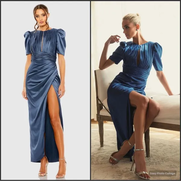 Mac Duggal 27014 PUFF SLEEVE PLEATED BODICE DRAPED GOWN 8 Runs Small - Image 2