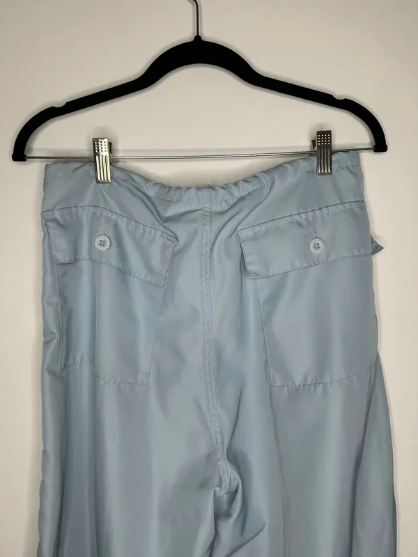 Edikted Rian Oversized Low Rise Light Blue Nylon Cargo Pants - Image 7