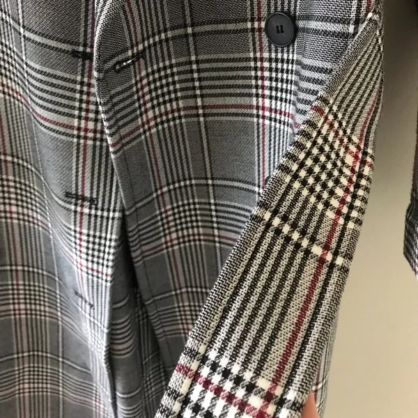 All Saints Tyla Check Plaid Wool Blend Belted Long Trench Coat - Image 13