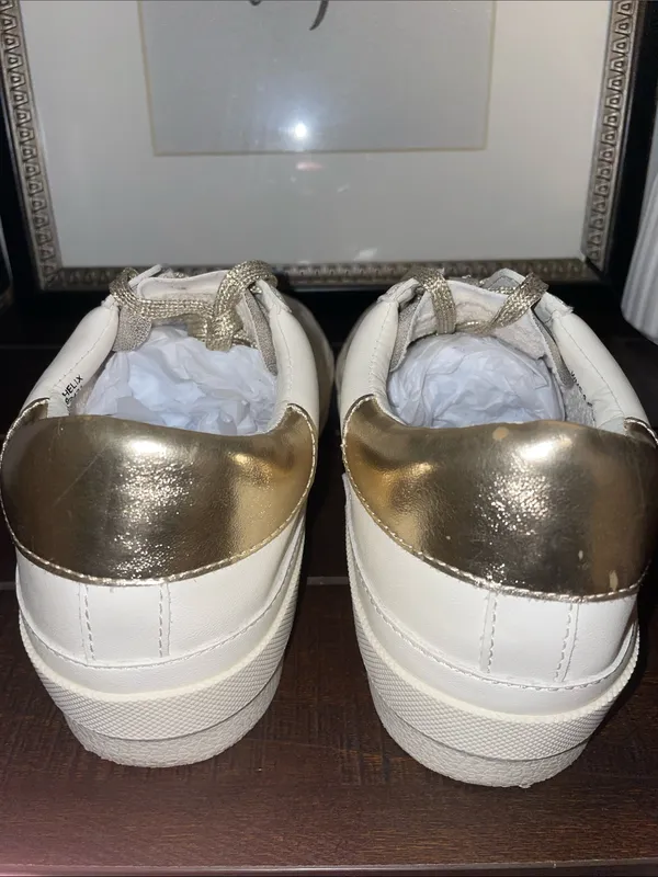 DV Dolce Vita Helix Leather Sneakers Dusty Gold Size 9.5 - Image 8
