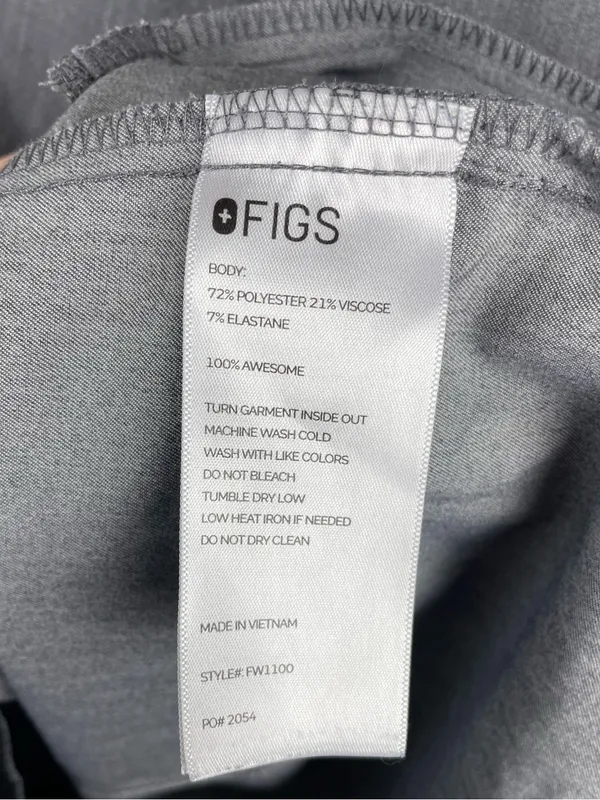 FIGS Women's Casma Three-Pocket Scrub Top V-neck Size Large Graphite Grey - Image 7