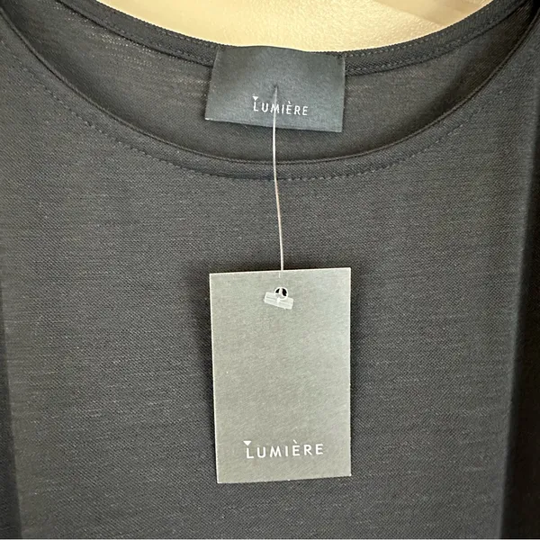 Lumiere Black Short Sleeve Simple Black Dress Small Minimalist Capsule Basic New - Image 3