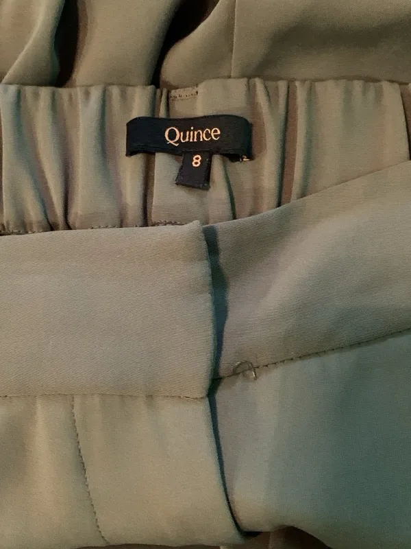 Quince Stretch Crepe Paperbag Pant Olive green Size 8 Trousers Office Career - Image 4