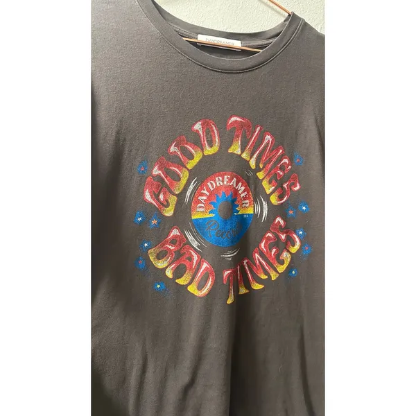 DAYDREAMER Brown Good Times Bad Times Record Graphic Retro Tee size Medium - Image 3