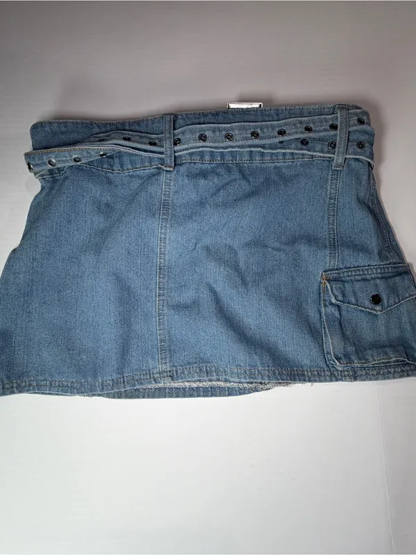 Princess Polly Light Blue Denim Mini Skirt with Studded Belt - Image 5