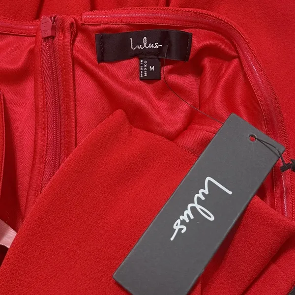 Lulus Sizzling Spark Red Strapless Bodycon Midi Dress size M NWT - Image 3