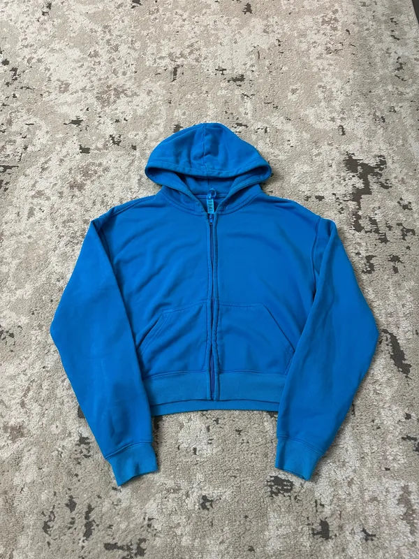 Skims Light French Terry Zip Up Hoodie Size Small in Mykonos - Image 2