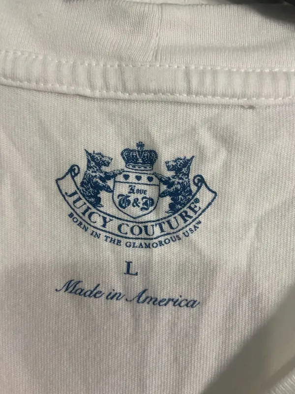 Juicy Couture White Tee with Blue Crest Logo - Image 2