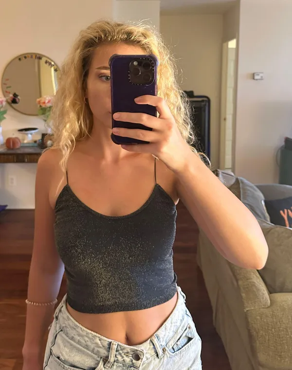 Free People Blue Sparkly Top - Image 3