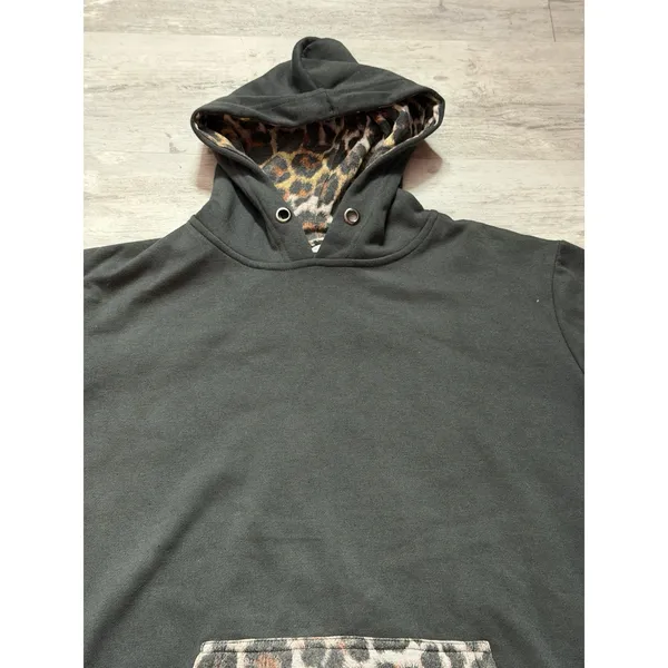 Cotton On Women's Leopard Animal Print Pullover Hoodie Pockets Size L A4-0009 - Image 3