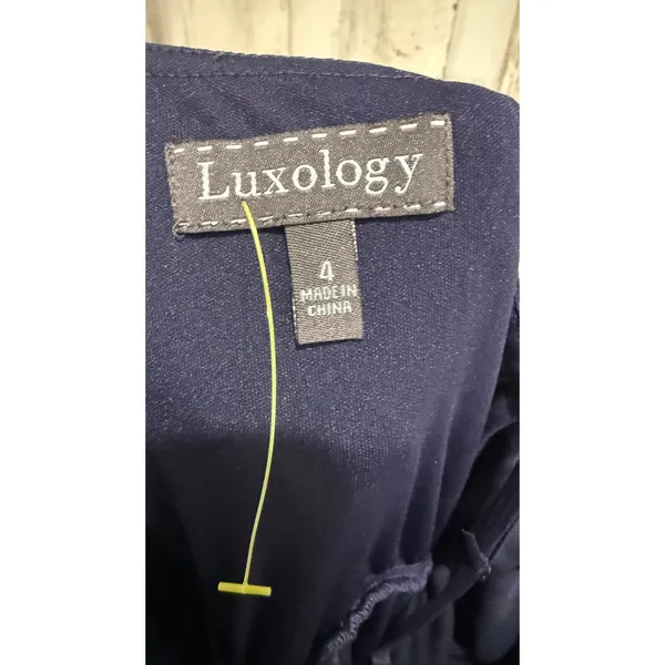 NWT Luxology Dress Womens Size 4 Navy Blue Lace Overlay Spaghetti Strap‎ Midi - Image 5