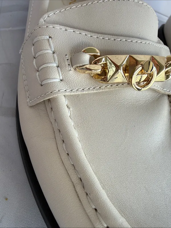 ALDO Laurea Cream Leather Loafers with Gold Chain Accent - NWOB - Image 7