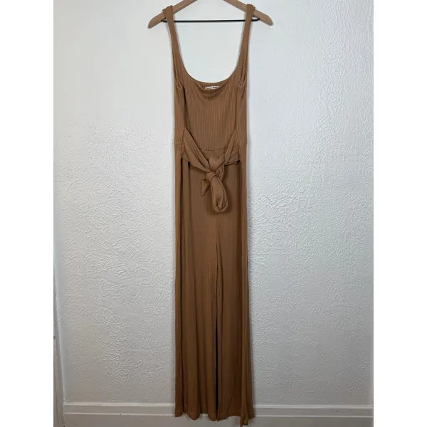 Reformation Kazu Ribbed Knit Sleeveless Wide Leg Jumpsuit Size XL - Image 3