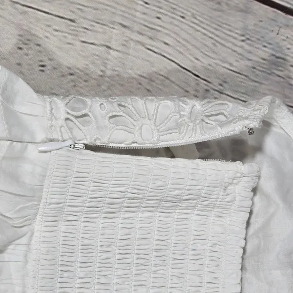 J. Crew Jessie Eyelet Smocked Peplum Top White Cotton‎ Size S NWT BR650 - Image 5