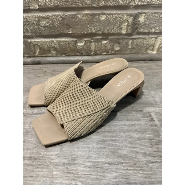 Vivaia Jade Pro Heels Womens 9.5 41 Beige Square Toe Slip On Block Heel Sandals - Image 3