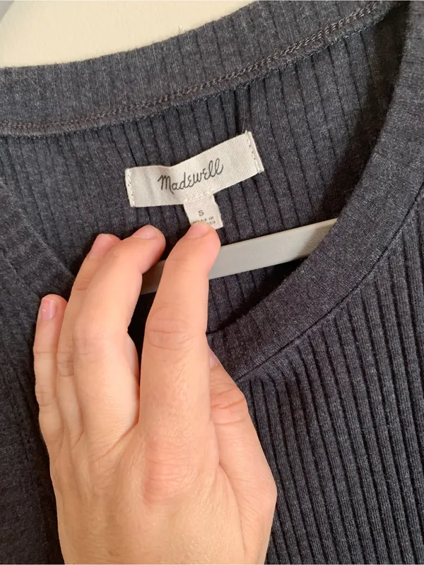 Madewell Black Ribbed Midi Tank Dress Body Con Heathered Grey Women Size Small - Image 3