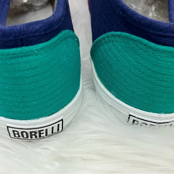Borelli Retro 80’s Style Color-block Canvas Sneakers Lace Up Purple Navy Teal 8 - Image 3
