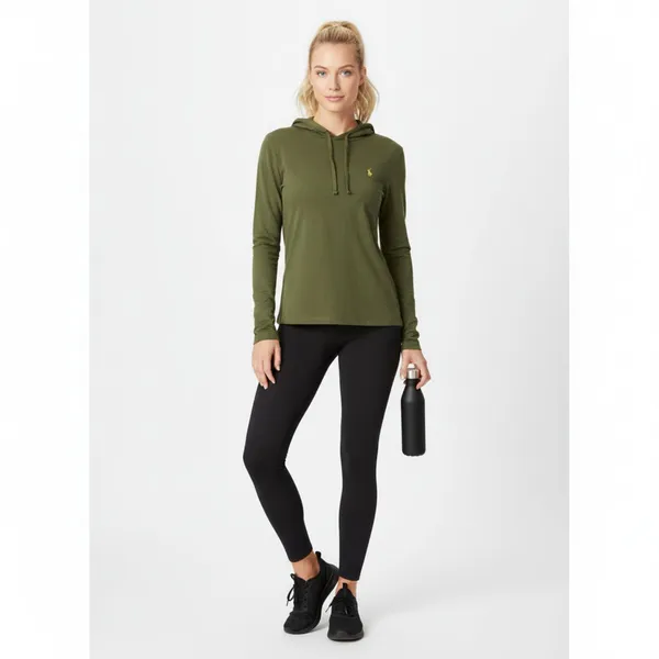 Ralph Lauren Polo Women's Olive Green Long Sleeve Hoody Top S - Image 5