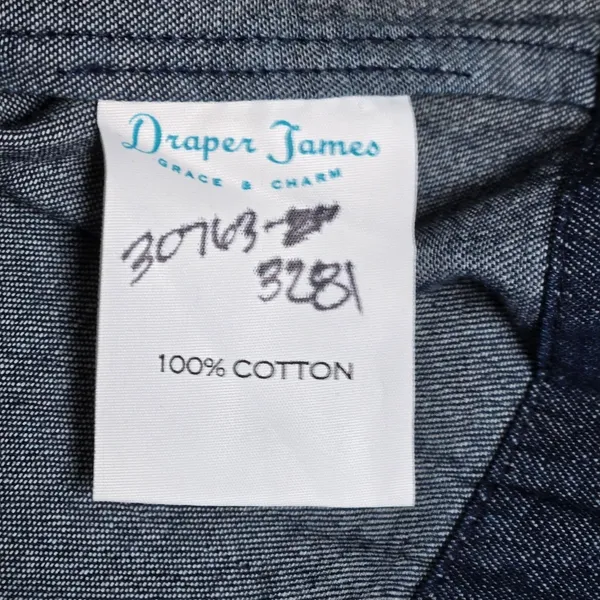 Draper James Chambray‎ Denim Dress Ruffle Front Button Neck 3/4 Sleeve Size 4 - Image 4