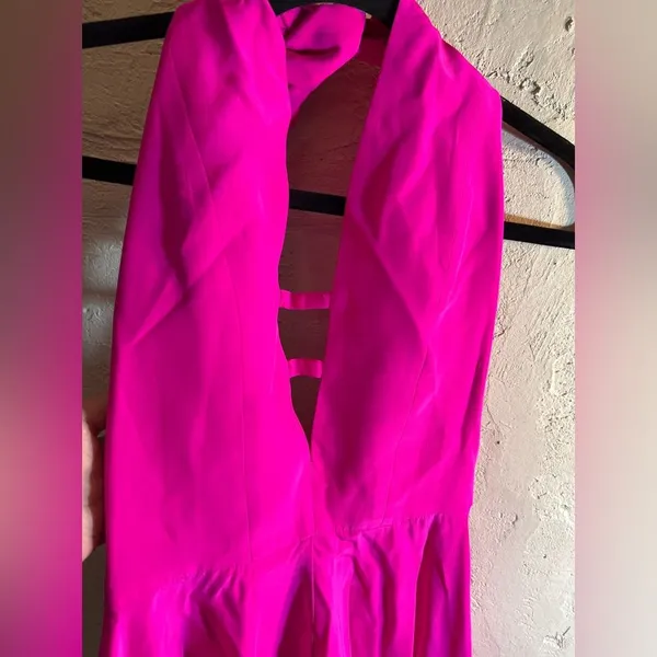Amanda Uprichard Fuchsia Halter 100% Silk Dress colorful mini halter designer S - Image 4