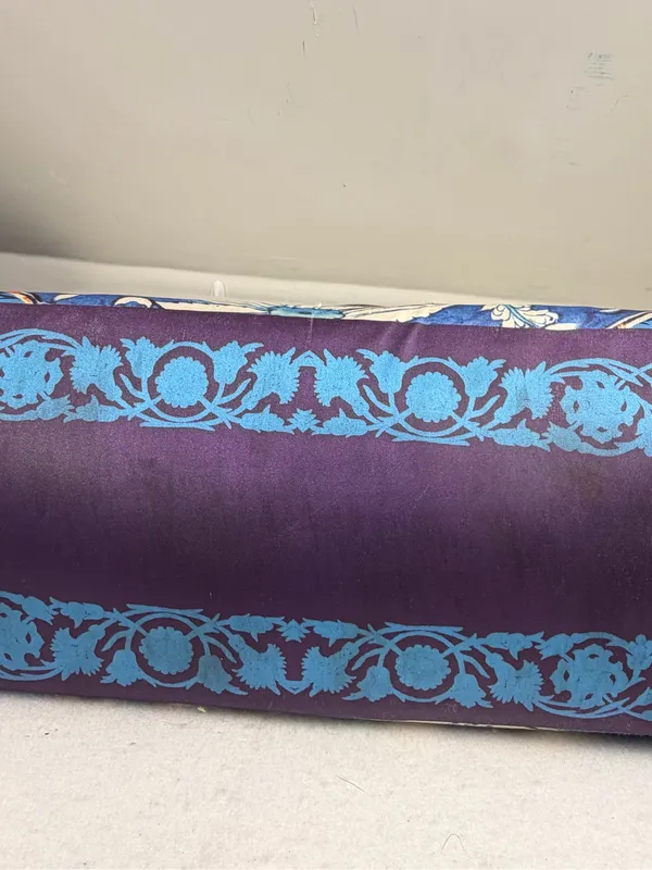 Abbi Artsy Floral‎ Print Satin Shoulder Tote Bag Blue Purple Patent Trim Large - Image 6