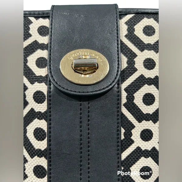Spartina Convertible Crossbody Bag in Black/White Seagrass Fabric/leather trim - Image 2
