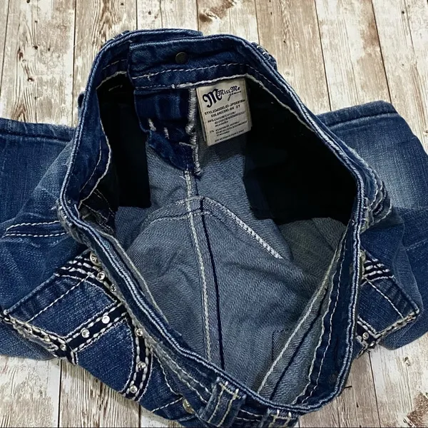 Miss Me JP5091BM Bermuda Peace Out Studded Low Rise Denim Jean Shorts 25 - Image 6