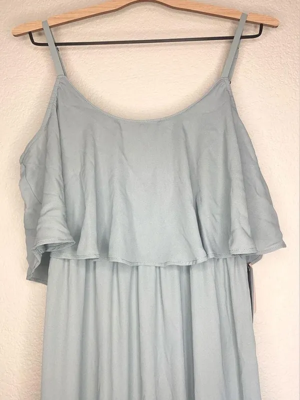 NWT Show Me Your Mumu Caitlin Ruffle Maxi Dress Silver Sage Green Size S - Image 6