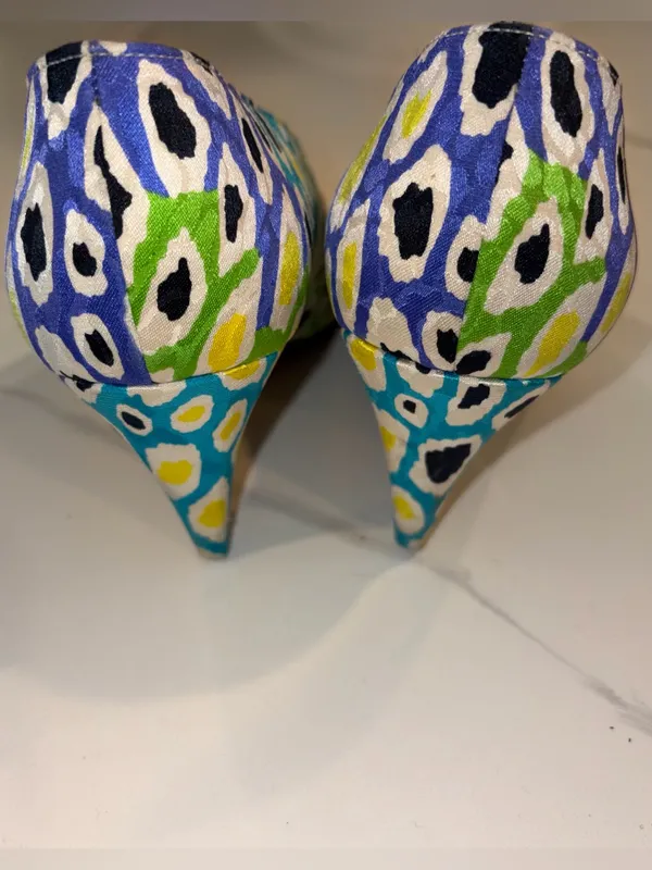 Escada Vintage Animal Print Leather Slingback Heel 7.5 - Image 4