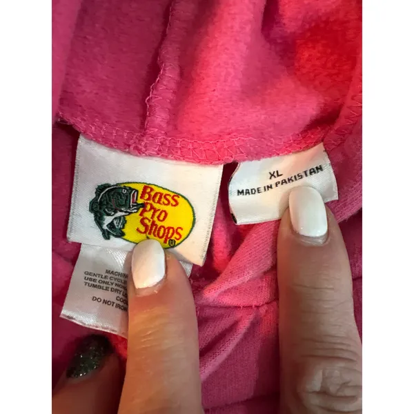 Bass Pro Shops‎ Pink Hoodie Sweatshirt Womens XL Long Sleeve Pullover Hooded Top - Image 3