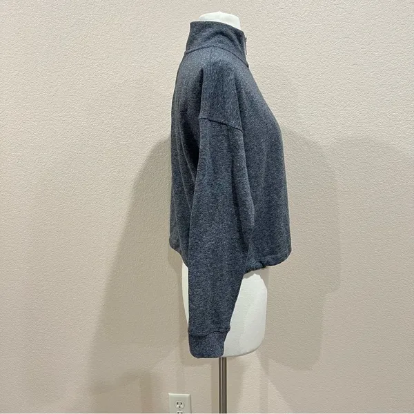 Calvin Klein Heather Grey Half Zip Oversized Crop Pullover Sz Small - Image 6