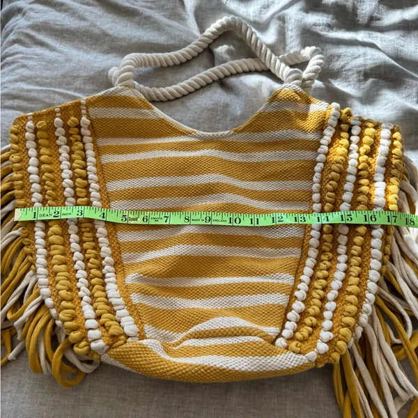 Yellow and White Beach Tote Bag - Image 9