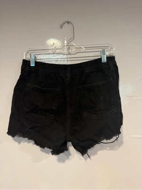 Black Distressed‎ Aerie Denim Shorts - Image 3